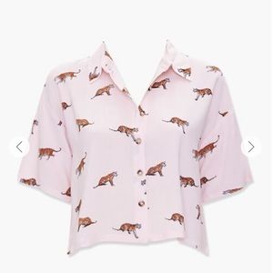 Forever 21 Cropped Leopard Shirt